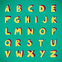 Psd A-Z bold funky font alphabet typography set