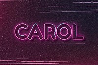 Carol neon name font typography vector