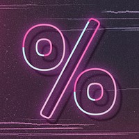 Percentage sign vector neon font typography