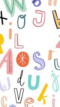 Hand drawn alphabet doodle typography font design space