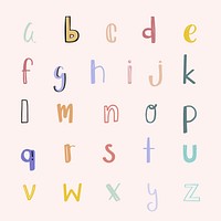 Pastel alphabet vector doodle font hand drawn set