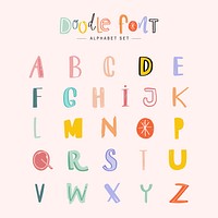 Alphabet vector hand drawn doodle font calligraphy set 