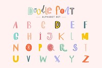 Pastel doodle alphabet vector word art set