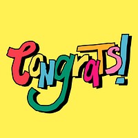 Congrats! colorful doodle font vector