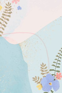 Floral vector frame on pastel blue background