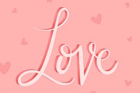 Pink love calligraphy word vector