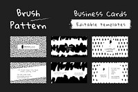 Business card editable template vector with ink brush pattern set