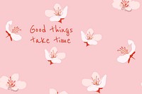 Beautiful floral banner template vector sakura illustration with inspirational quote