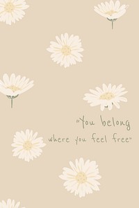 Feminine floral banner template vector daisy illustration with inspirational quote