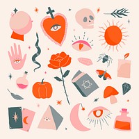 Bohemian Witchcraft doodle Halloween background vector