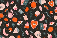 Bohemian Witchcraft doodle Halloween psd background