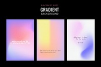 Pinterest post vector set colorful gradient background