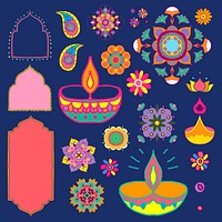 Diwali vector Indian rangoli  illustration set