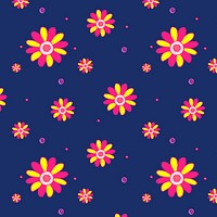 Yellow pink flower vector pattern