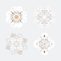 Floral Indian Mandala element vector illustration set