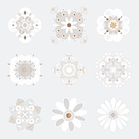 Oriental Mandala pattern vector floral symbol collection