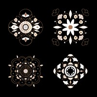 Floral Indian Mandala element vector illustration collection