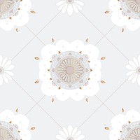 Mandala gray seamless pattern vector botanical background