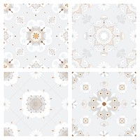 Oriental Mandala gray tile vector pattern background collection