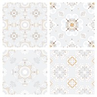 Oriental Mandala gray tile vector pattern background set