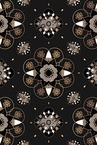 Mandala black Indian pattern vector botanical background