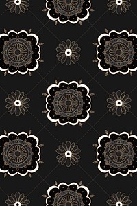 Mandala black Indian pattern vector botanical background