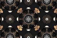 Mandala black Indian pattern vector floral background