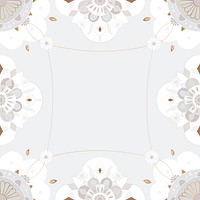 Gold Mandala pattern vector frame gray floral Indian style