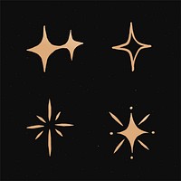 Cute sparkles gold vector galaxy doodle illustration sticker