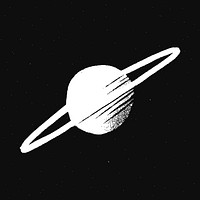 Saturn white vector space doodle sticker