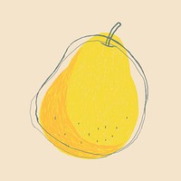 Minimal doodle art pear psd drawing