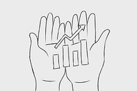 Business doodle with growth graph on hands illustration