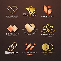 Luxury business logo vector set rose gold icon design