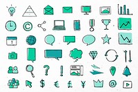 Useful business icons vector for marketing green collection