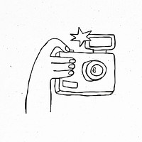 Minimal hand drawn camera psd clipart