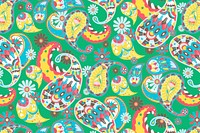 Bright green paisley pattern vector background