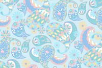 Pastel blue paisley pattern vector ornamental background