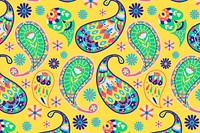 Vibrant yellow Indian vector paisley pattern background