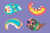 Colorful Indian paisley ornamental vector set