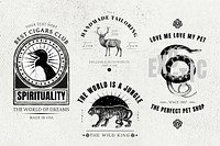 Vintage logo vector animal branding badge set