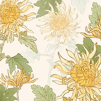 Hand-drawn chrysanthemum background vector