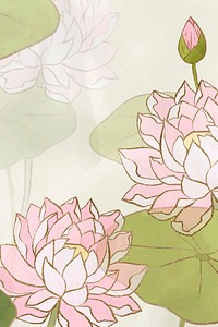 Hand-drawn water lily background vector