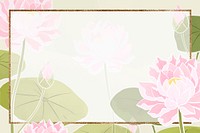 Hand drawn water lily vector with glittery frame