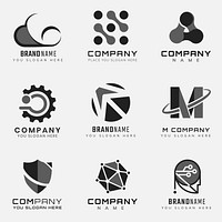 Simple Corporate technology vector futuristic logo set