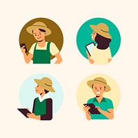 Farmers using agricultural technology vector