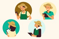 Farmers using agricultural technology psd icon