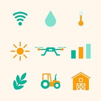 Smart farming icon vector digital agricultural technology set