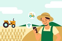 Smart farming sensor system digital agricultural technology illustration
