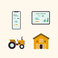 Smart farming icon vector digital agricultural technology set