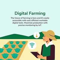 Digital farming editable social media template vector agricultural biotechnology